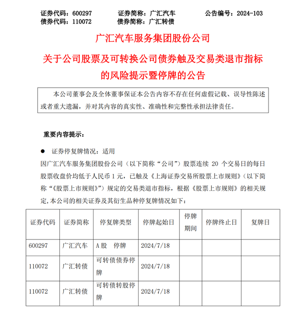 广汇汽车7月18日起停牌；又一4S集团打造贴膜连锁丨AC早报