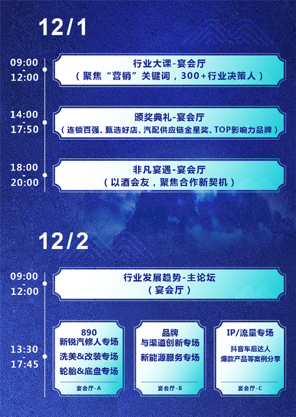 重磅嘉宾、连锁百强、头部品牌、跨界大咖、网红达人、EMBA同学等1000+车后中坚力量齐聚上海！